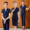 High-End Professional Women's Short-Sleeved Skirt Suit for Sales Office and Hotel Front Desk