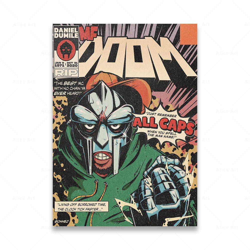 Singer Madvillain MF Doom Poster Room Decor Hip Hop Rap Music Album Star Wall Art Canvas Painting For Living Room Home Decor