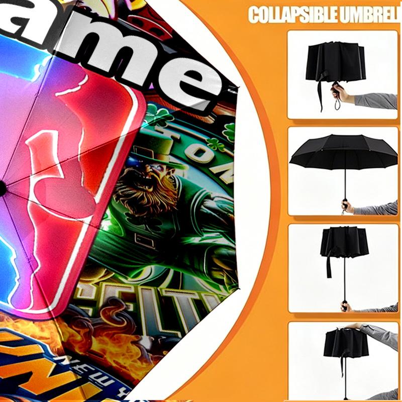 Custom Name Personalized basketball Print Umbrella, Auto Open Close, 8‑Rib Sturdy Frame, Commute Camping Hiking Use, Birthday Gift