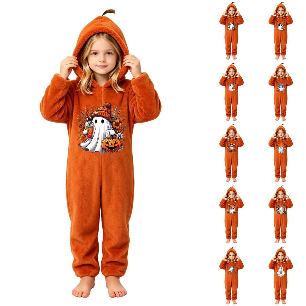 Kids Flannel Pajama Set with Halloween Print - Cozy Loungewear for Children