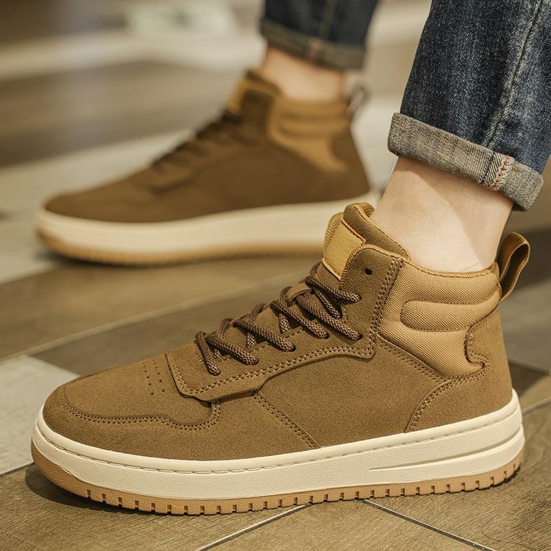 Fashion Mens Outdoor Desert Boots High Top Lace-Up Sports Shoe Fashion Casual Travel Shoes Men Leather Comfortable Soft Soled Ankle Boot