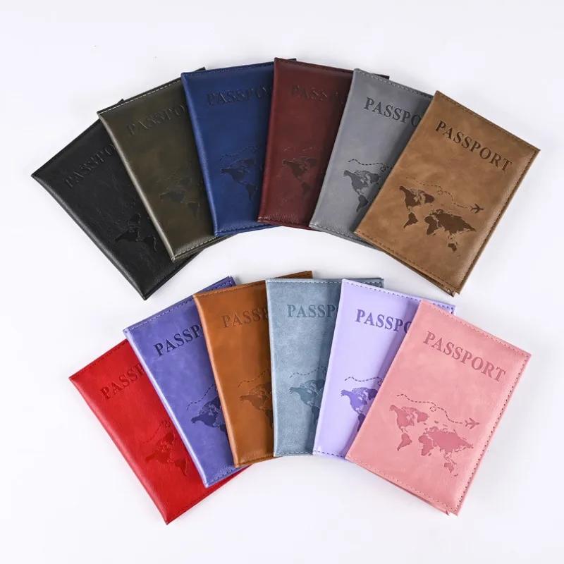 Unisex Airplane Travel Passport Cover PU Leather World Map Case ID Card Holder Wallet
