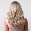 ALAN EATON Medium Long Water Wave Ombre Brown Blonde Synthetic Wigs Natural Middle Part Heat Resistant Hair Wigs for Black Women