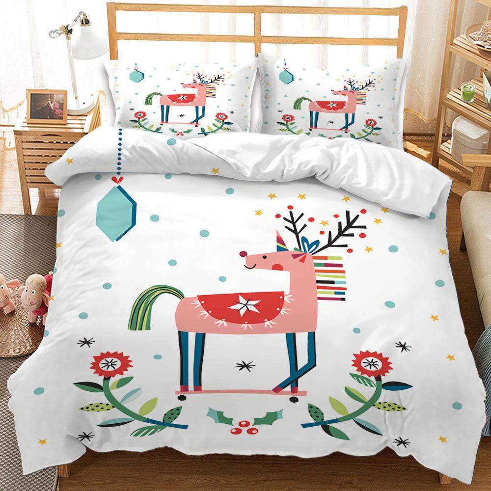 3D Cartoon Animal Bedding Set Microfiber Duvet Cover 2/3 Pieces DE135 * 200 Children's Room Soft and Easy To Clean Household Decoration