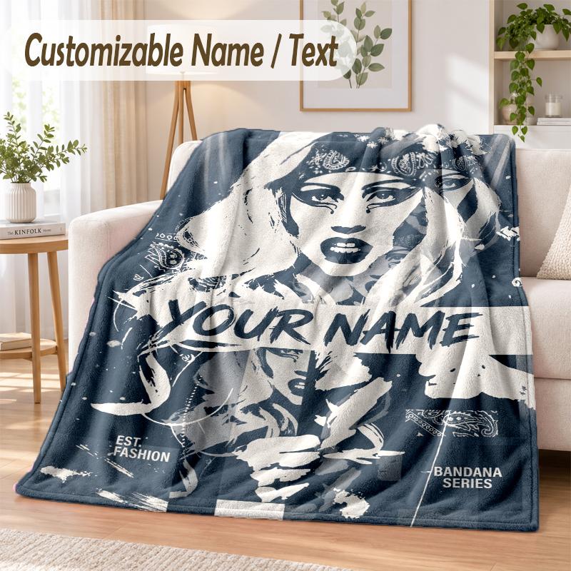 Lady Gaga Custom Name Flannel Throw Blanket Soft Warm for Sofa Bed Indoor Home Use
