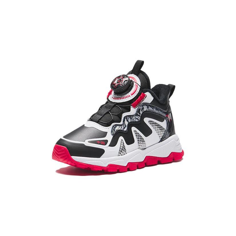 Anta Kids Lace-Up Comfortable Versatile Casual Non-Slip Wear-Resistant Mid-Top Running Shoes Kids sneaker Black White 312349973N-6