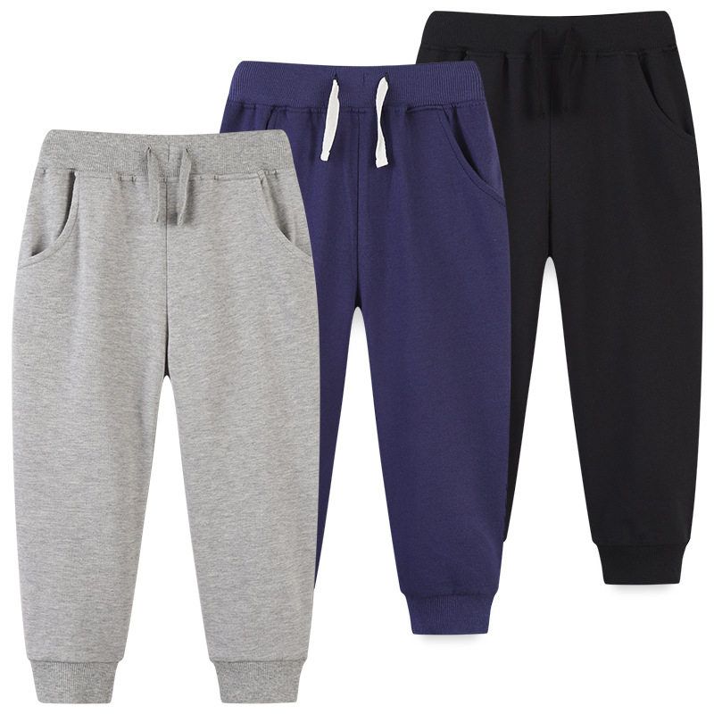 New Children's Pure Cotton Jogger Pants for Boys, Casual Loose Long Pants, Autumn and Winter, Multi-Color, Sweatpants for Young Children
