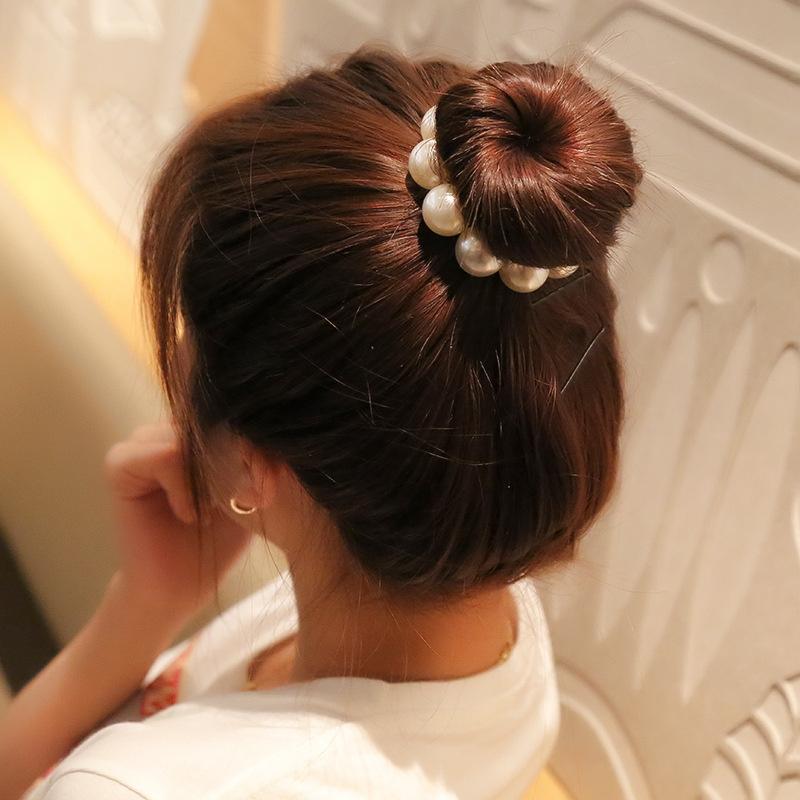 Ruoshui Woman Big Pearl Hair Ties  Korean Style Hairband Scrunchies Girls Ponytail Holders Rubber Band Hair Accessories