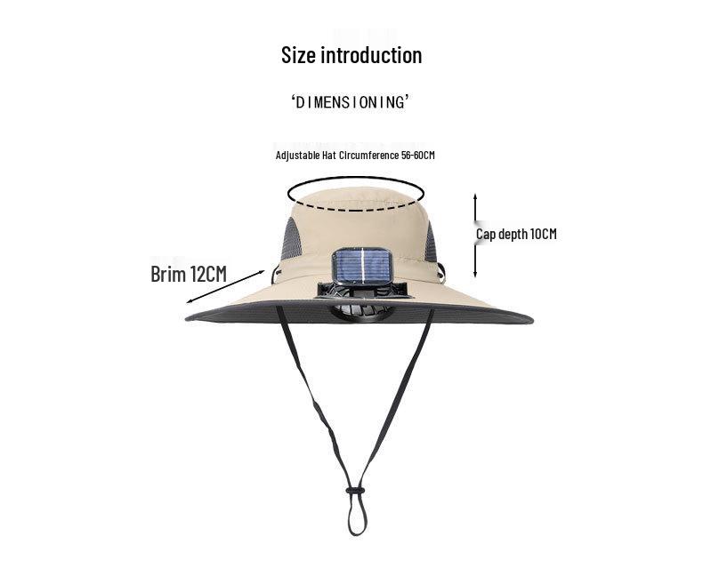 Men's Solar-Powered Sun Hat with USB Fan for Outdoor Summer Activities