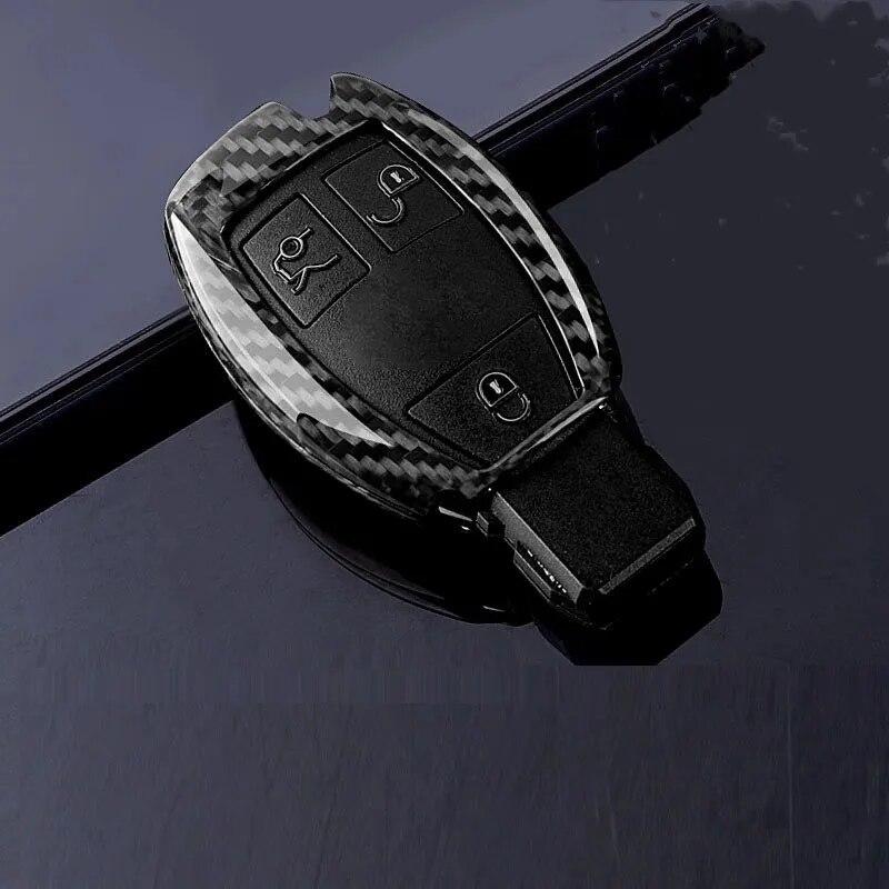 Carbon Fiber Style Car Key Cover Case For Mercedes Benz A B C E CLA GLA S Class W204 W203 W211 W212 W176 AMG Auto Accessories