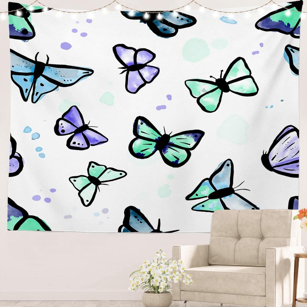 Romantic Flower Victorian Border Dragonfly Wildflower Hippie Trippy Tapestry Wall Art Meditation Decor For Bedroom Living Room