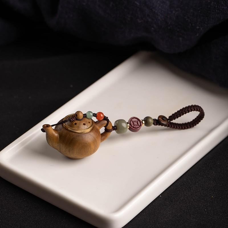 Green Sandalwood Handle Pot Keychain