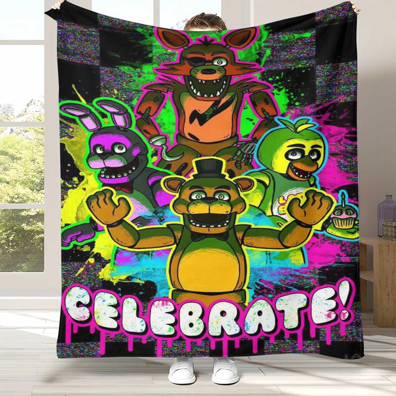 

Horror Freddy F-FNAF Games Flannel Blanket,Ultra Soft Warm Plush Throw for Home Bedroom Bed Sofa Cover Office Camping Picnic 75x90cm