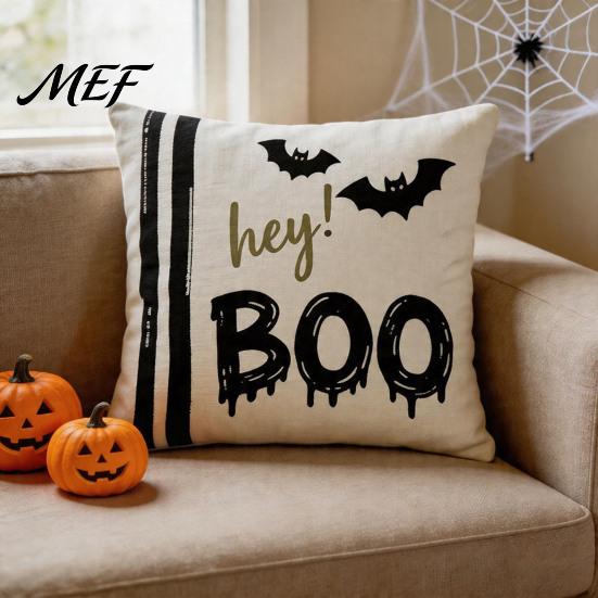 Halloween Ghost Cushion Cover Cover, Spooky Skull Throw Pillow 18x18 Holiday Party Inch Case for Living Room Sofa Couch Decor Theme Home