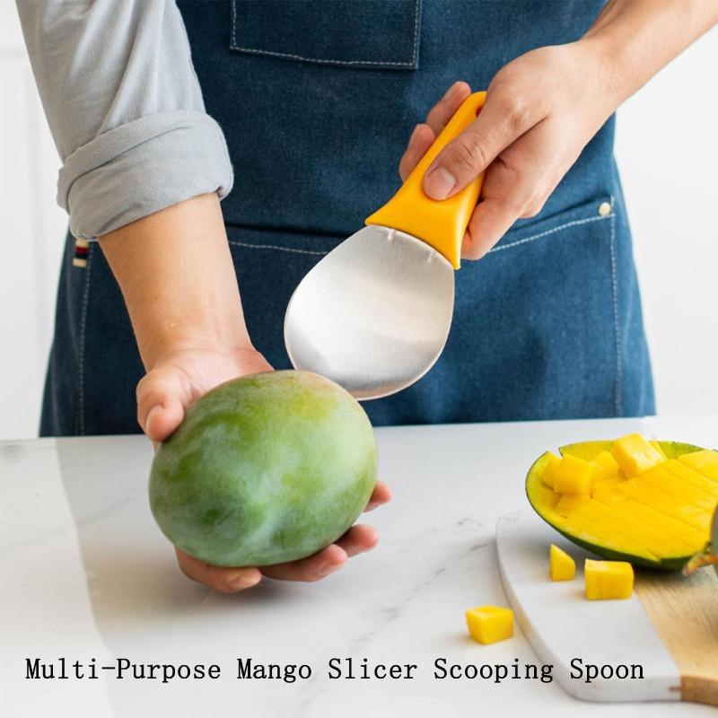 Stainless Steel Mango Slicer , Easy Peel,Slice, Perfect Kitchen Tool for Fresh Mango Slices, Fruit Peeler,Core Remover,Ideal for Baking