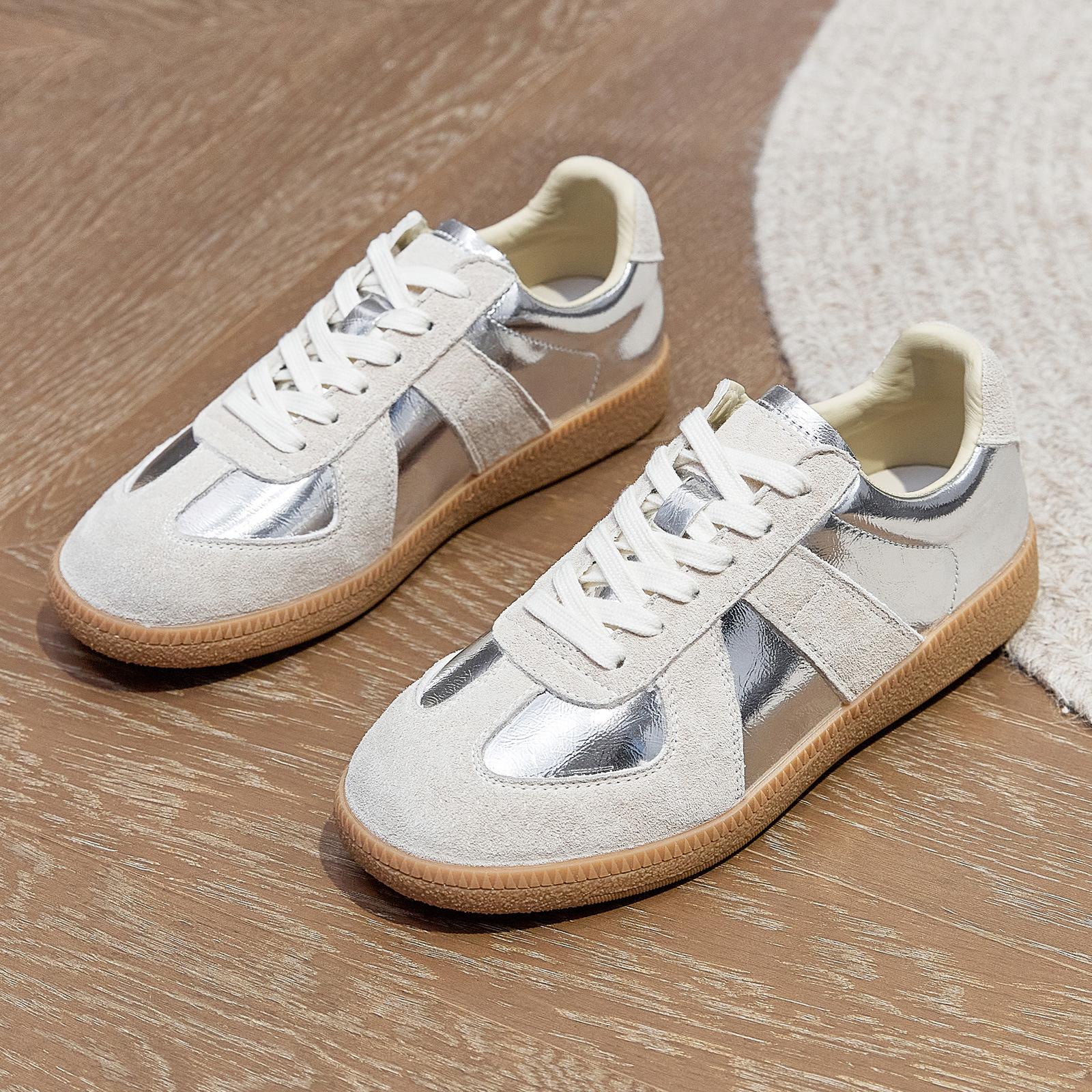 Spring new flat-bottomed German training shoes women s low-top lace-up board shoes versatile fashion casual spring and autumn single shoes 35