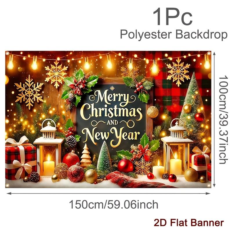 1pc 59.06x39.37inch Winter Snowflake Mini Tree Banner with Lantern & Candle Patterns - Wall Hanging Decoration Suitable for Chri