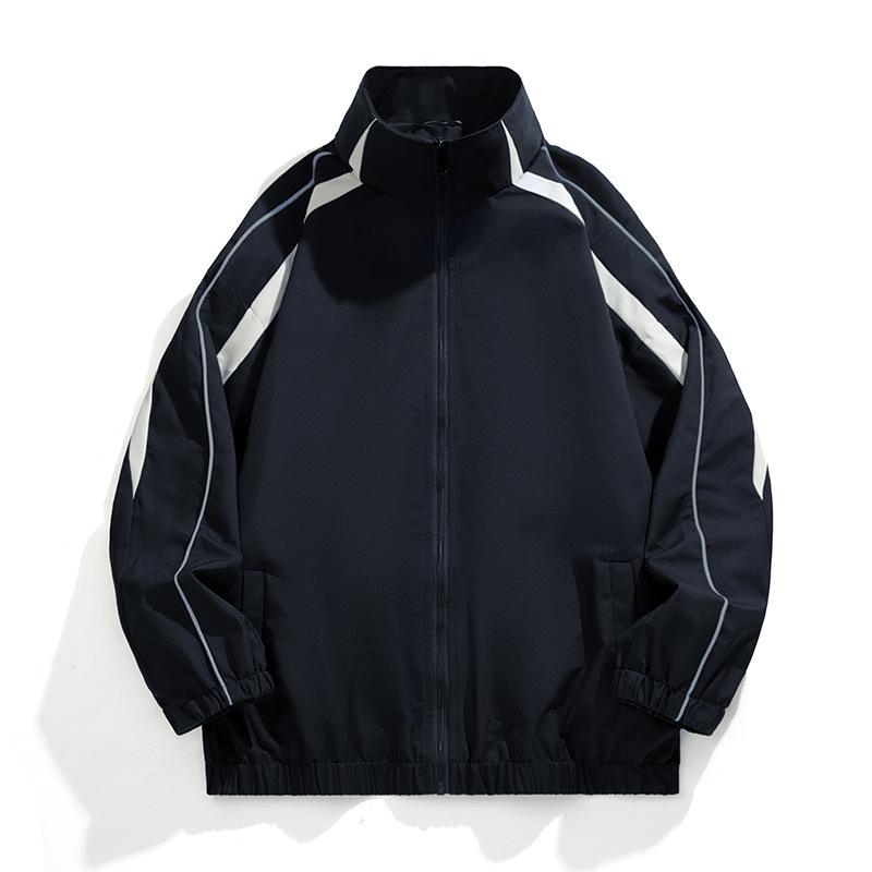 Frühlings- und Herbst-Spleiß Stehkragen Lässige Einfarbige Jacke Paarjacke