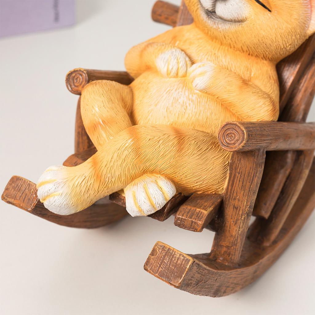 Decorative Cartoon Rocking Chair Cats Dog Figurine for Home and Office Tabletop Resins Animal Miniature Statue Ornament