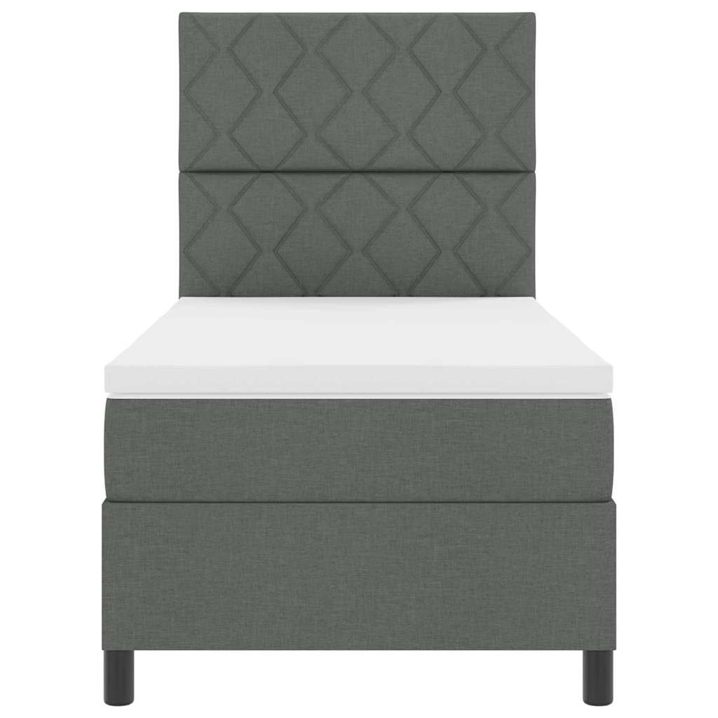 Box Spring Bed with Headboard Dark Gray 90 X 200 Cm Fabric