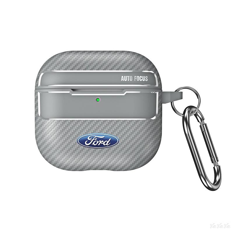 For Airpods 1/2/3/4/Pro Carbon Fiber Texture Earphone Case Bluetooth Headset Protect Shell For Ford Mustang Fiesta F150 Sticker