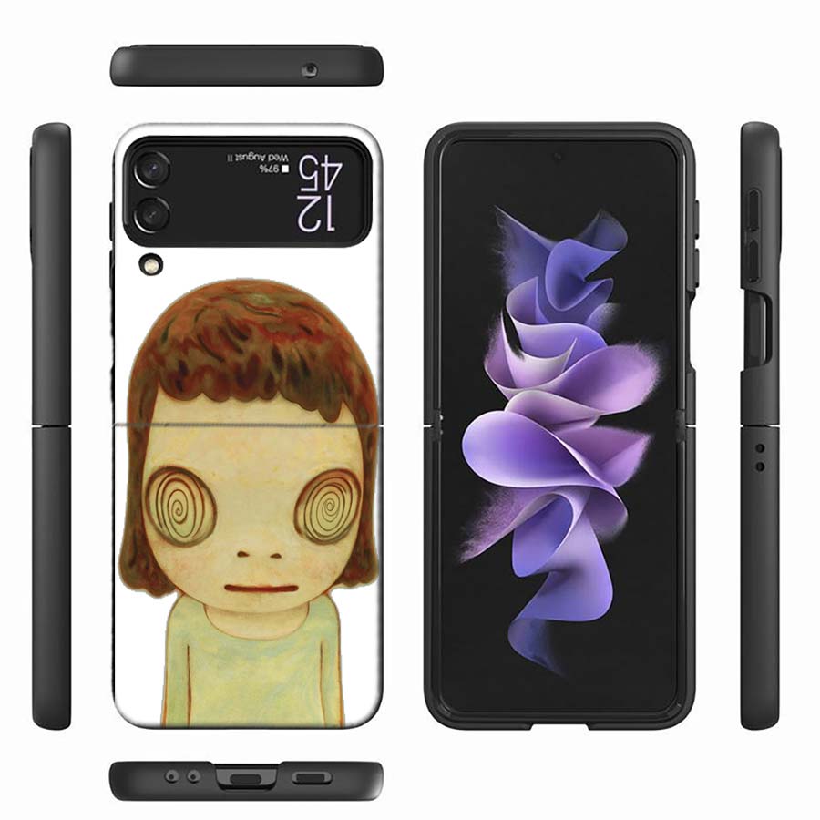 Cute Nara Yoshitomo Art Phone Case For Samsung Z Flip 6 7 5G Z Flip 5 Galaxy Z Flip 3 4 5G ZFlip Shockproof Hard Cover TPU PC Co