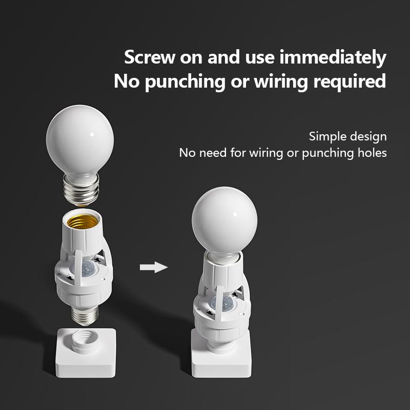 AC100-240V E27 Socket Converter With PIR Motion Sensor Ampoule LED E27 Lamp Base Intelligent Switch Light Bulb Lamp Holder