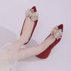 Wedding Shoes Women's 2025 New Bridal Shoes Pointed Red Wedding High Heels Women's Wedding Fat Feet Wide Feet Single Shoes