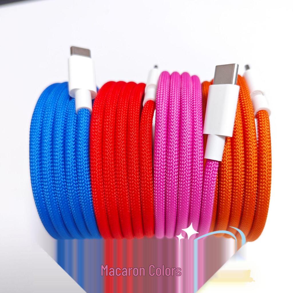 Dual Type-C Fast Charging Colorful Magnetic Woven Data Cable for Android & Apple 15/16.