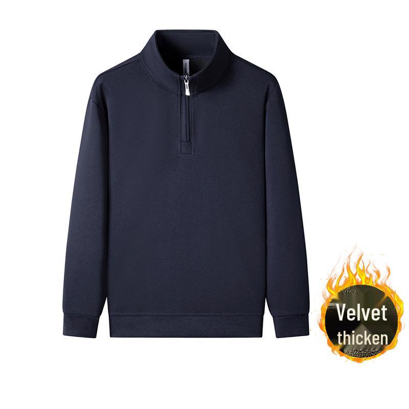 Unisex-Kapuzenpullover mit halbhohem Kragen und Reißverschluss, samtgefüttert, lange Ärmel, lässige, lockere Passform, Basisschicht für Paare im Frühling/Herbst