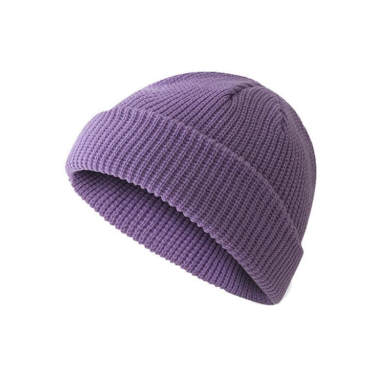 Solid color knitted hat men's autumn and winter hip-hop hat short trendy brand big head circumference warm wool cold hat