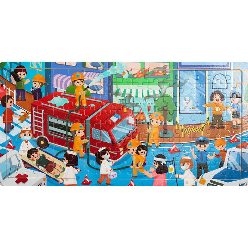 Wooden 120 Pieces Puzzle, Children's Animal Dinosaur Cartoon Plane Puzzle Baby Early Education Puzzle Building Block Toy