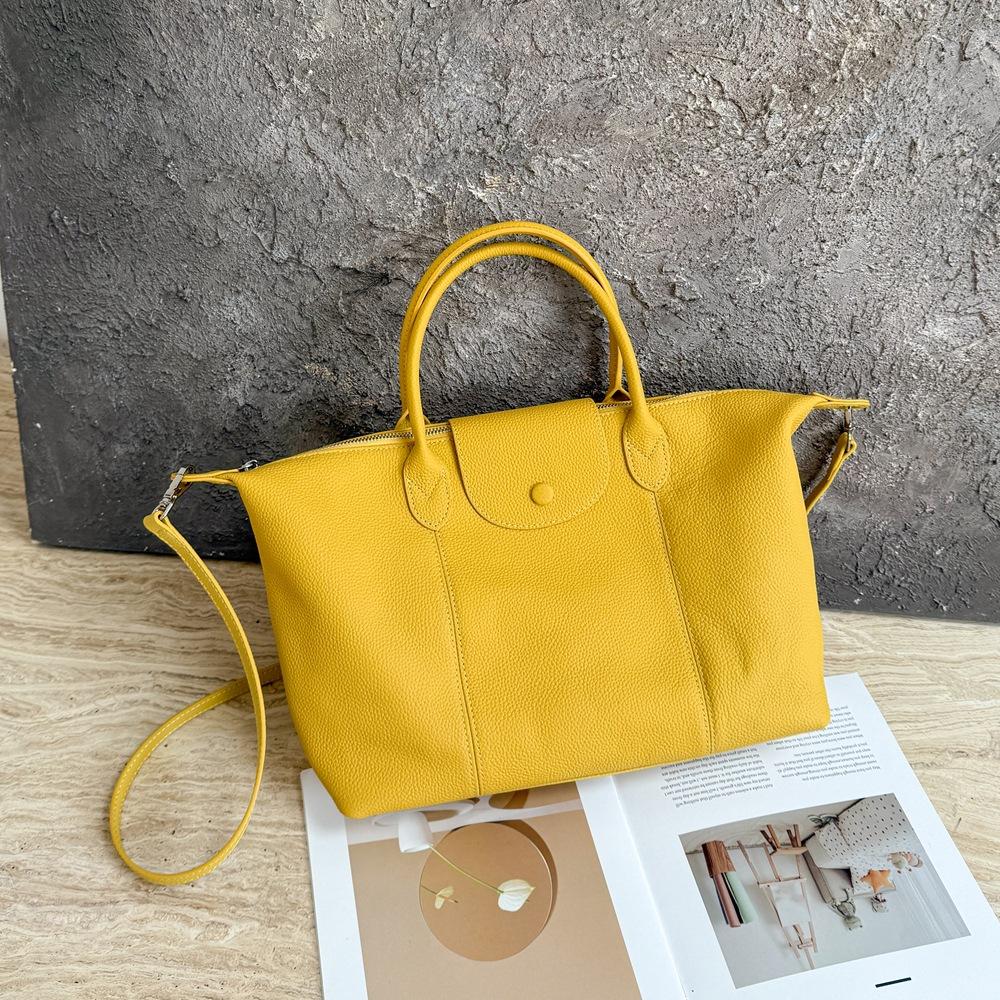 

Модная женская сумка-пельмень, вместительная дамская сумка и сумка через плечо из натуральной кожи One Size жёлтый