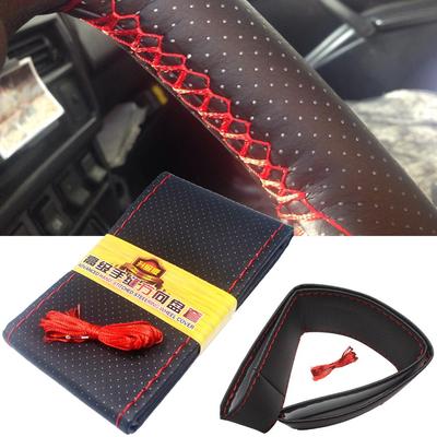 Car Styling DIY Steering Wheel Covers Extremely Soft Leather Braid On Steering-wheel Car Needle Thread 38cm Interior Accessories