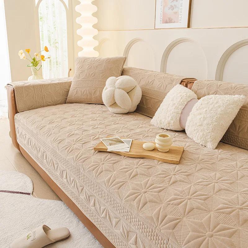 Cream Wind Style Cushion Modern Simple Sofa Cover Pure Cotton Non-slip Four Seasons Universal Sofa Cushion Cover Cloth Towel