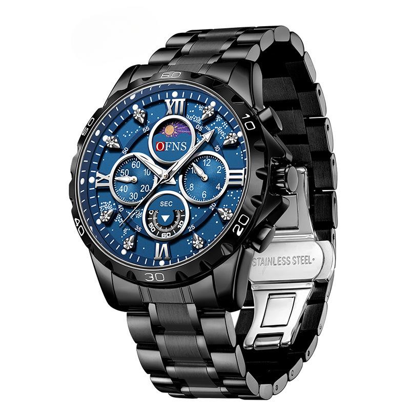 

Часы кварцевые с шестью штифтами и стальным ремешком, модные, простые, мужские, светящиеся в темноте, водонепроницаемые часы