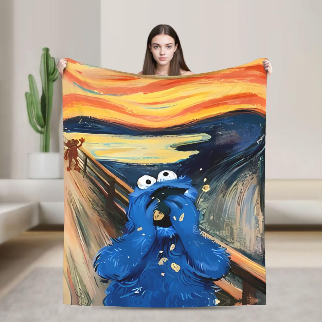 Sesames Streets Cartoon Blanket Warm Soft Fashion Plush Throw Blanket For Living Room Camping Flannel Bedspread Bed Cover