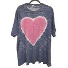 

VTG Tie Dye Graphic T-Shirt Pink Heart Blue Gray Grunge Oversized Tee SOFT 1X 3XL