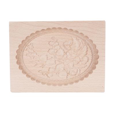 Wooden Cookie Mold Violet Flower Pattern 3D Baking Mold for Pumpkin Pie Mooncakes Fondant Clay Crafts 12x16x2cm