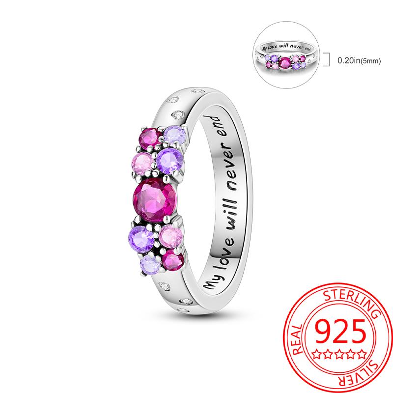 925 Silver Beautiful Stars and Moon Shining Sun Geometry Infinite Combination Ring Boutique Matching Gifts