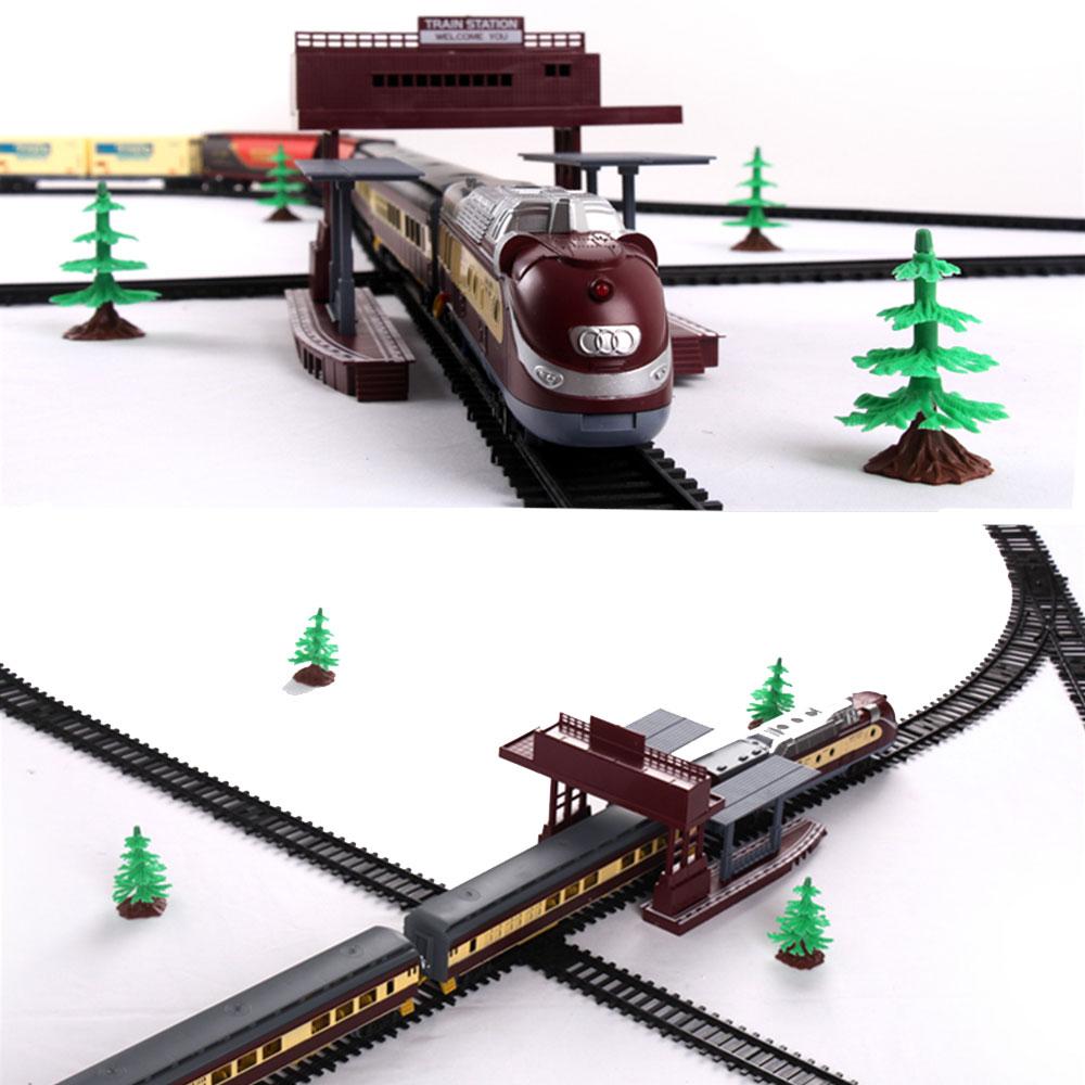 City Super Long Train Track Cargo Car Carriage Wagons Passenger Model Accessories Classical Electric Set Children Train Toy