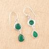 Green Onyx Gemstone 925 Sterling Silver Handmade Boho Jewelry Hook Earrings1.8" EE-142-16