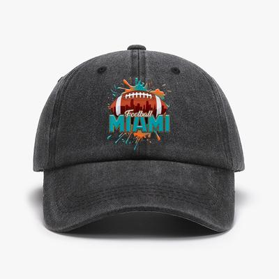 1pc "MIAMI" Printed Baseball Cap Unisex Retro Washed Distressed Sun Hat Outdoor Fashion Accessory Hat for Men & Women