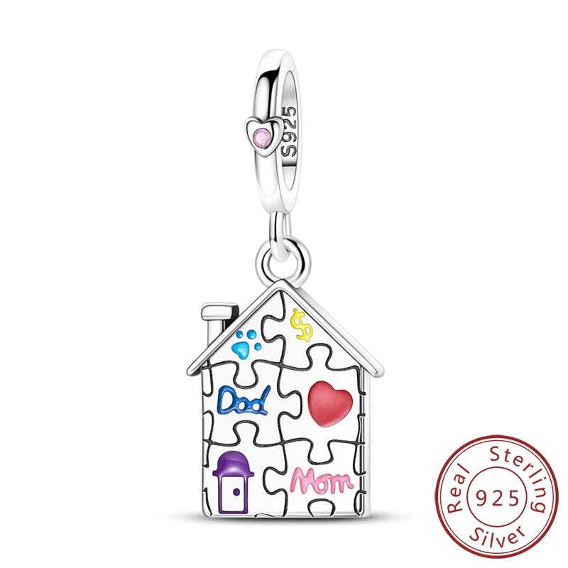 100% Copper New Zircon Star Moon Heart Clover Fit Original Charm Pendent Dangle Bracelet Diy Women Jewelry Gift