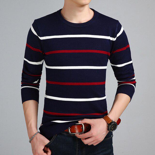 Mountainskin Pullover Men Brand Clothing Wool Slim Knitted Sweater Men Casual Striped Pull Jumper 