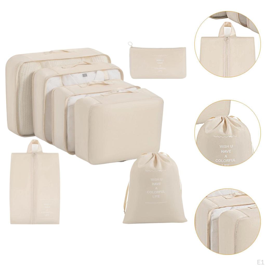 Packing Cubes for Suitcase Luggage Organizers Camping Travelling 7 Piece Beige