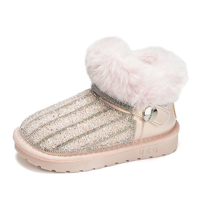 

Девочки зимние сапоги 2025 зима новые бархатные теплые большие хлопковые туфли девочки пушистые туфли детские утолщенные хлопковые сапоги тренд 32-37 yards, 6 pairs in one hand розовый