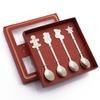 4pcs Christmas Teaspoons Coffee Spoons With Gift Box Stirring Spoons Stainless Steel Tableware Snowman Stocking Star Dessert Spoon