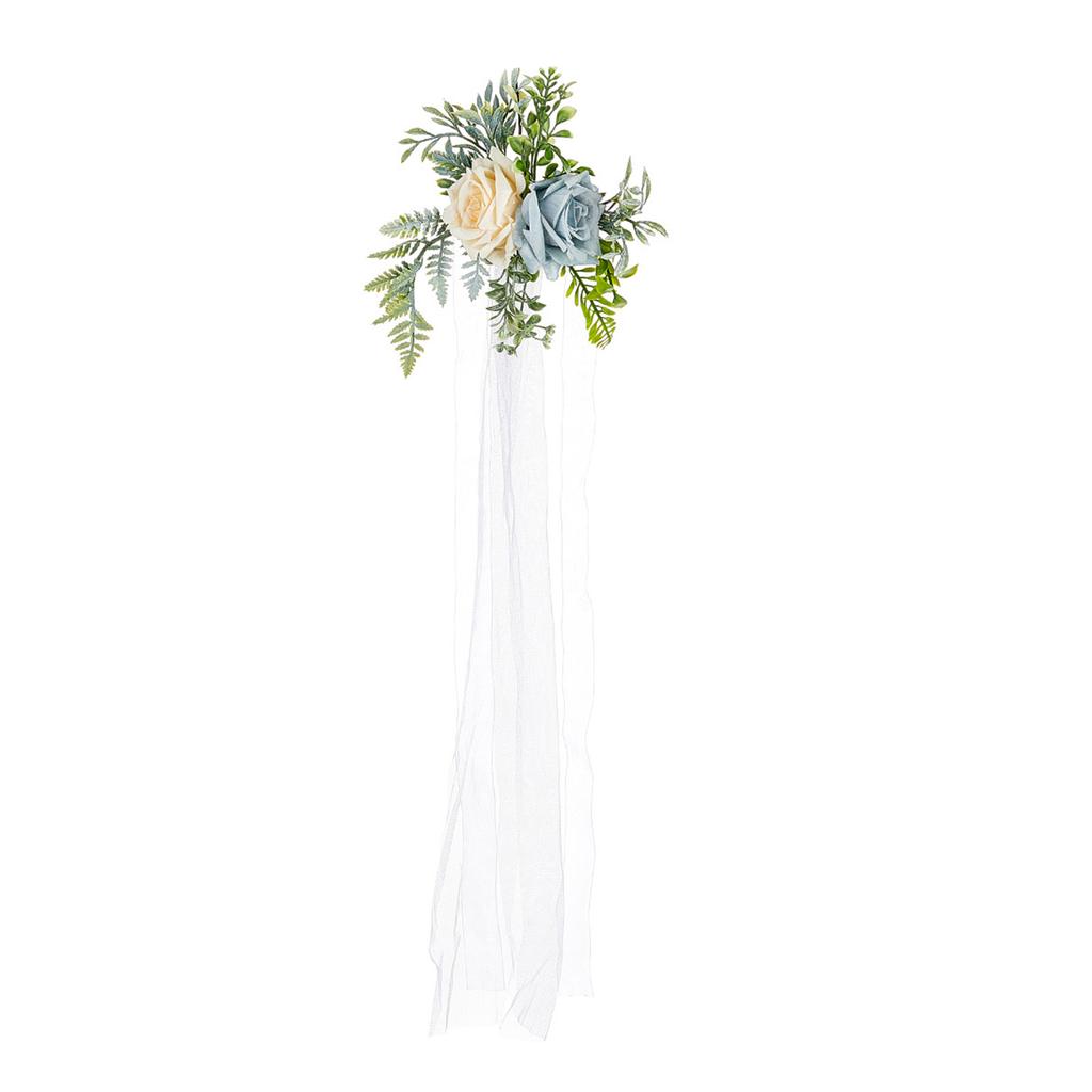 Wedding Aisle Decorations Chair Back Flower Decorations Artificial Flower with Long Ribbon for Ceremony Wedding Party