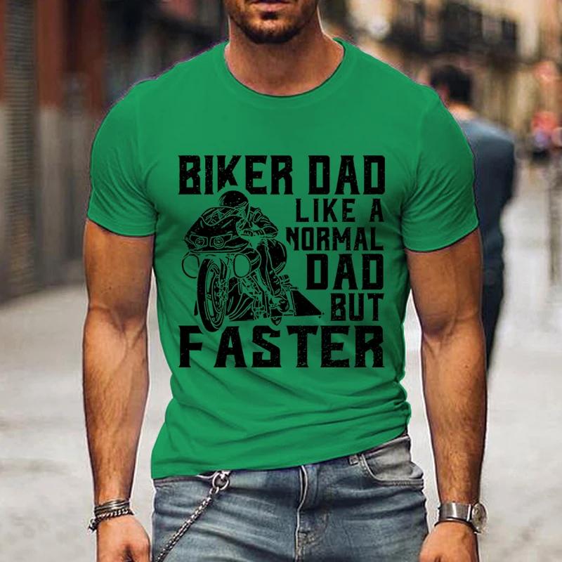 New Biker Dad Print Men's T Shirt Funny Fashion Father Day Gifts Tee Harajuku Letter Graphic T Shirts Men Casual Street T-shirt